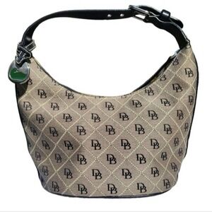 Dooney & Bourke DB Signature Logo Leather Trimmed Bucket Handbag Y2K Vintage Bag